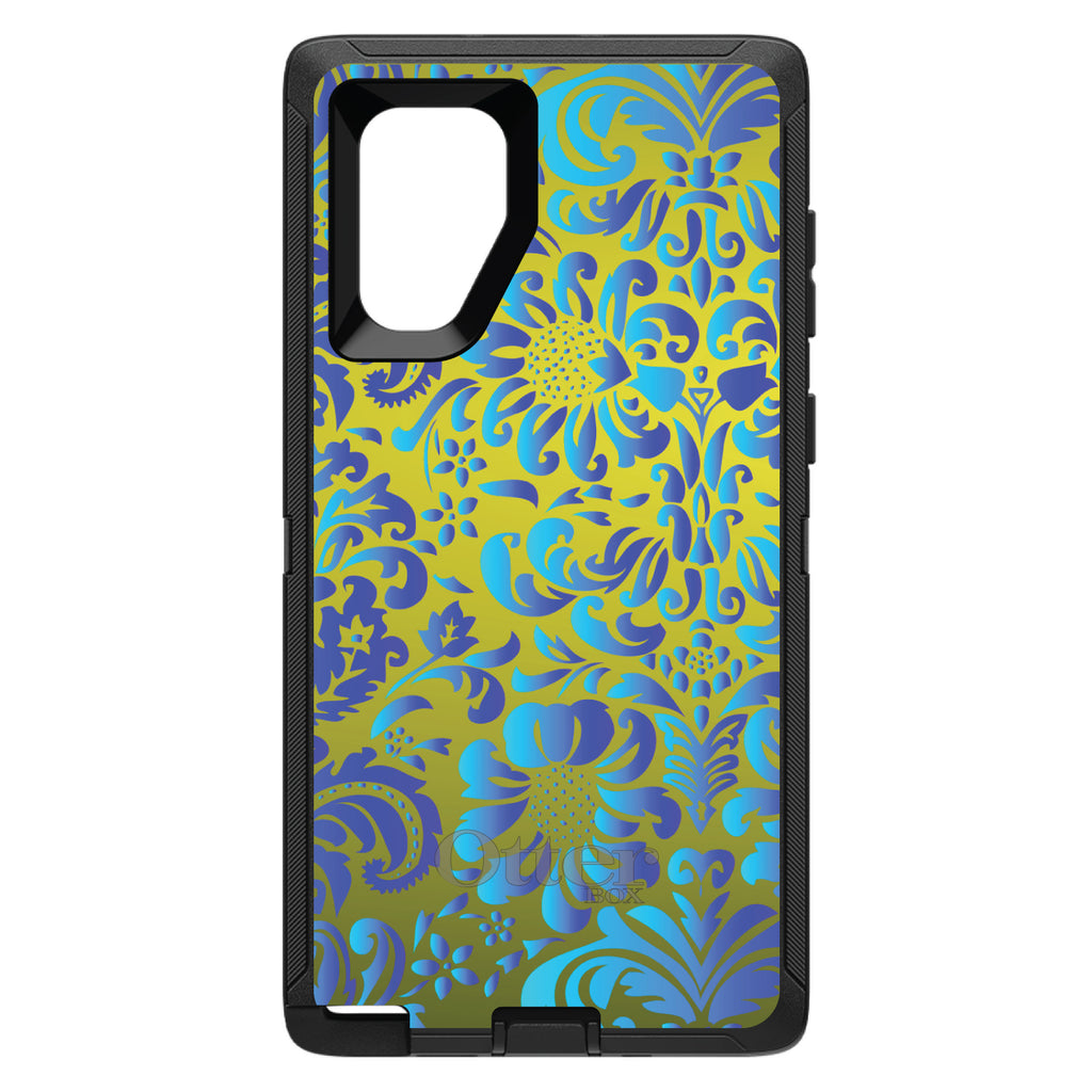 Green Blue Teal Floral Pattern OtterBox Defender Case for iPhone & Galaxy, view 15