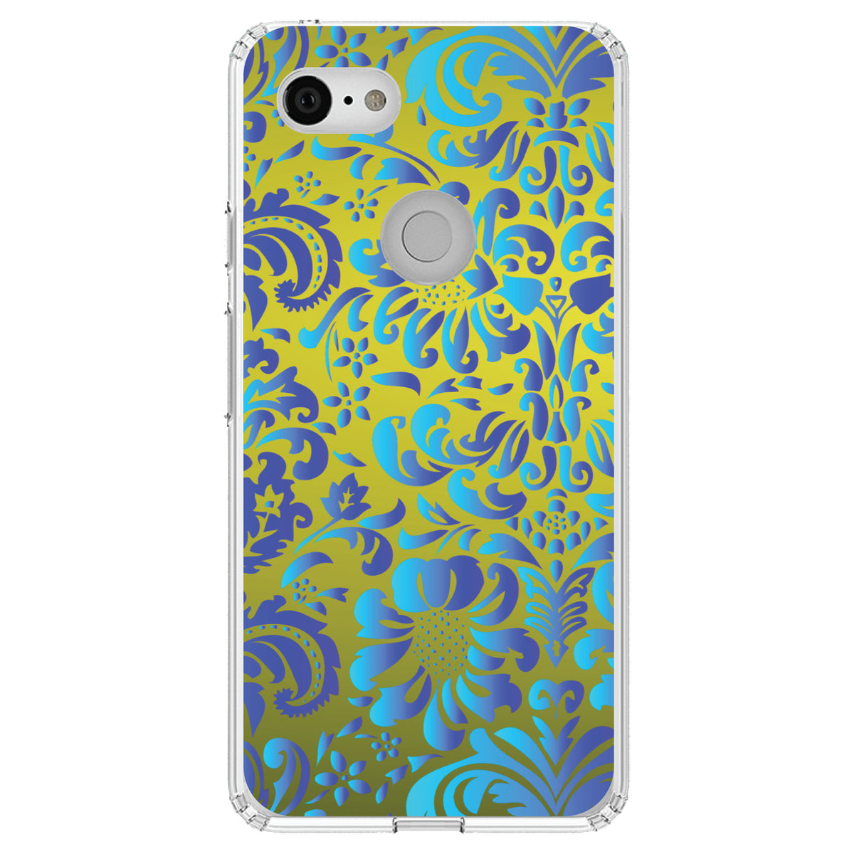 Green Blue Teal Floral Pattern Clear Shockproof iPhone Case, view 22