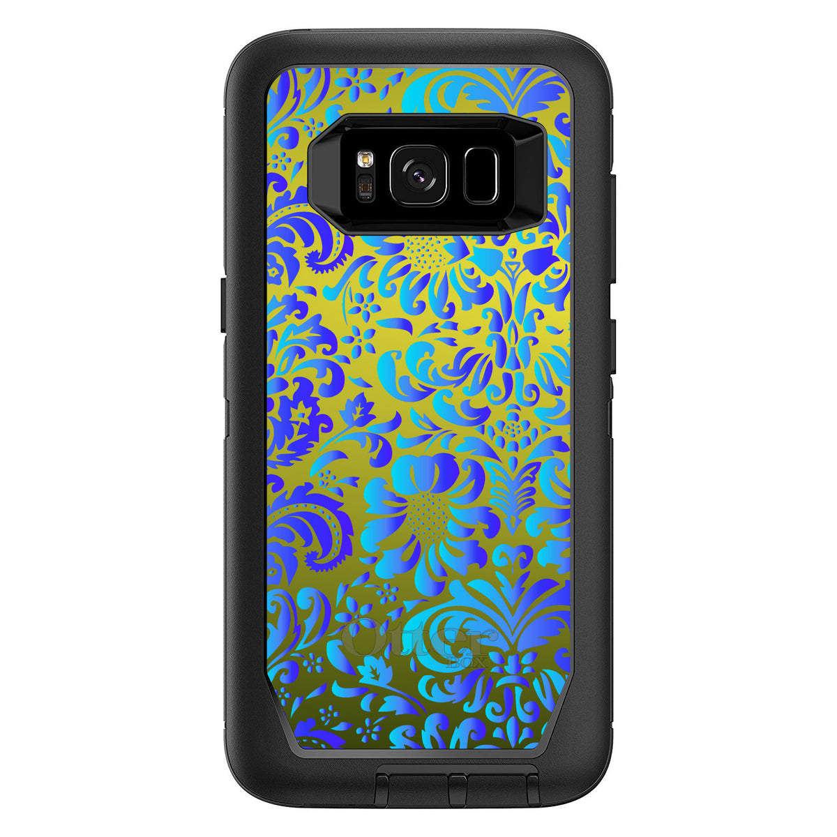 Green Blue Teal Floral Pattern OtterBox Defender Case for iPhone & Galaxy, view 12