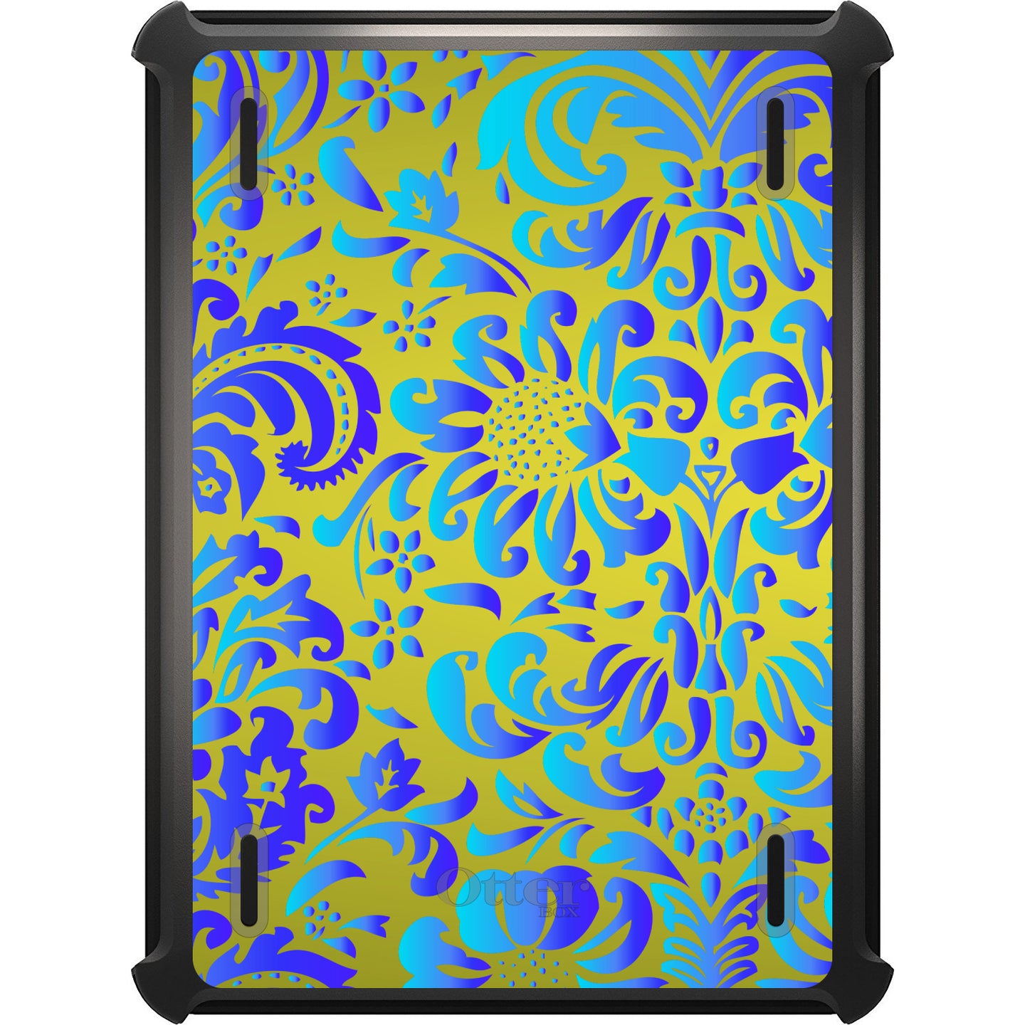 DistinctInk™ OtterBox Defender Series Case for Apple iPad / iPad Pro / iPad Air / iPad Mini - Green Blue Teal Floral Pattern