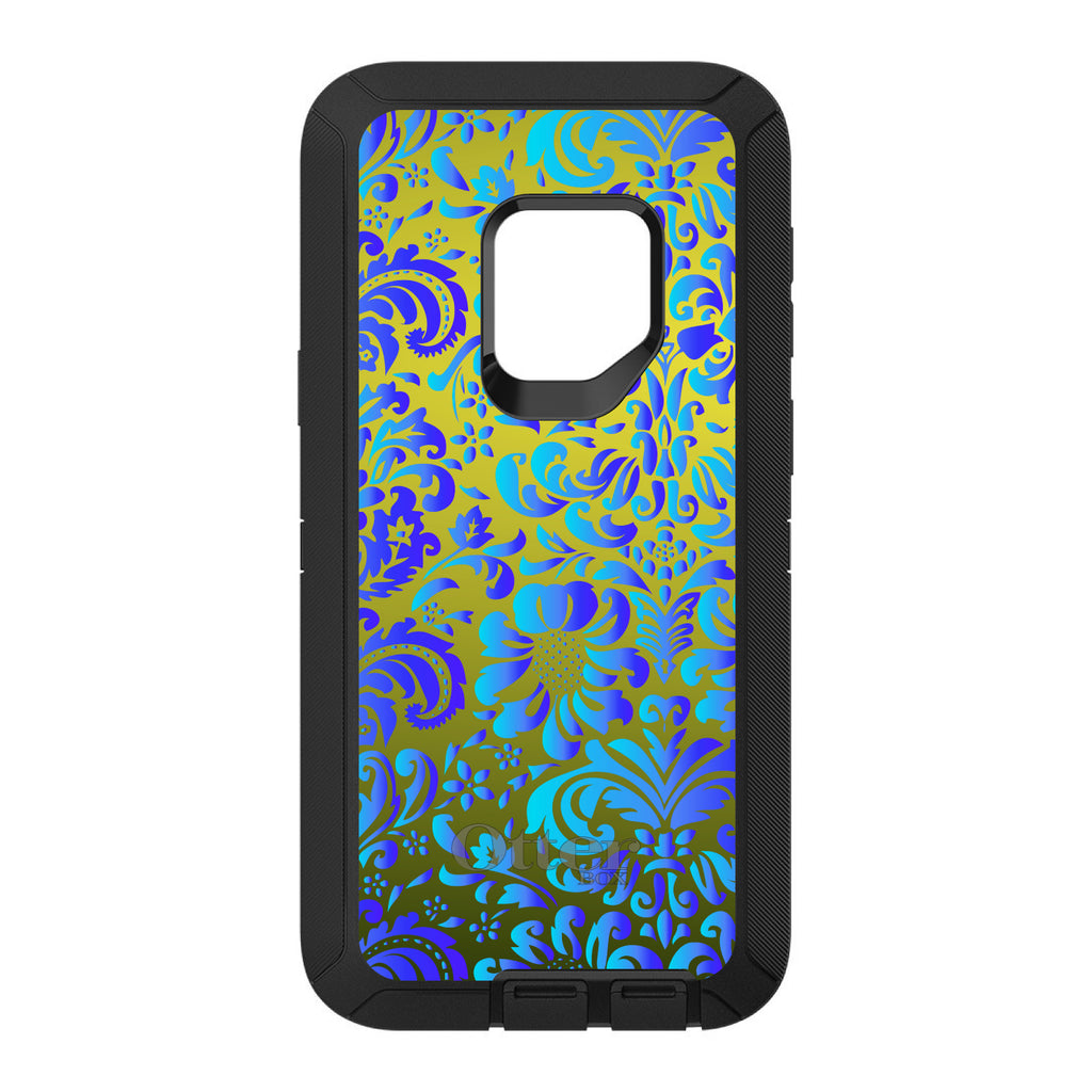 Green Blue Teal Floral Pattern OtterBox Defender Case for iPhone & Galaxy, view 11