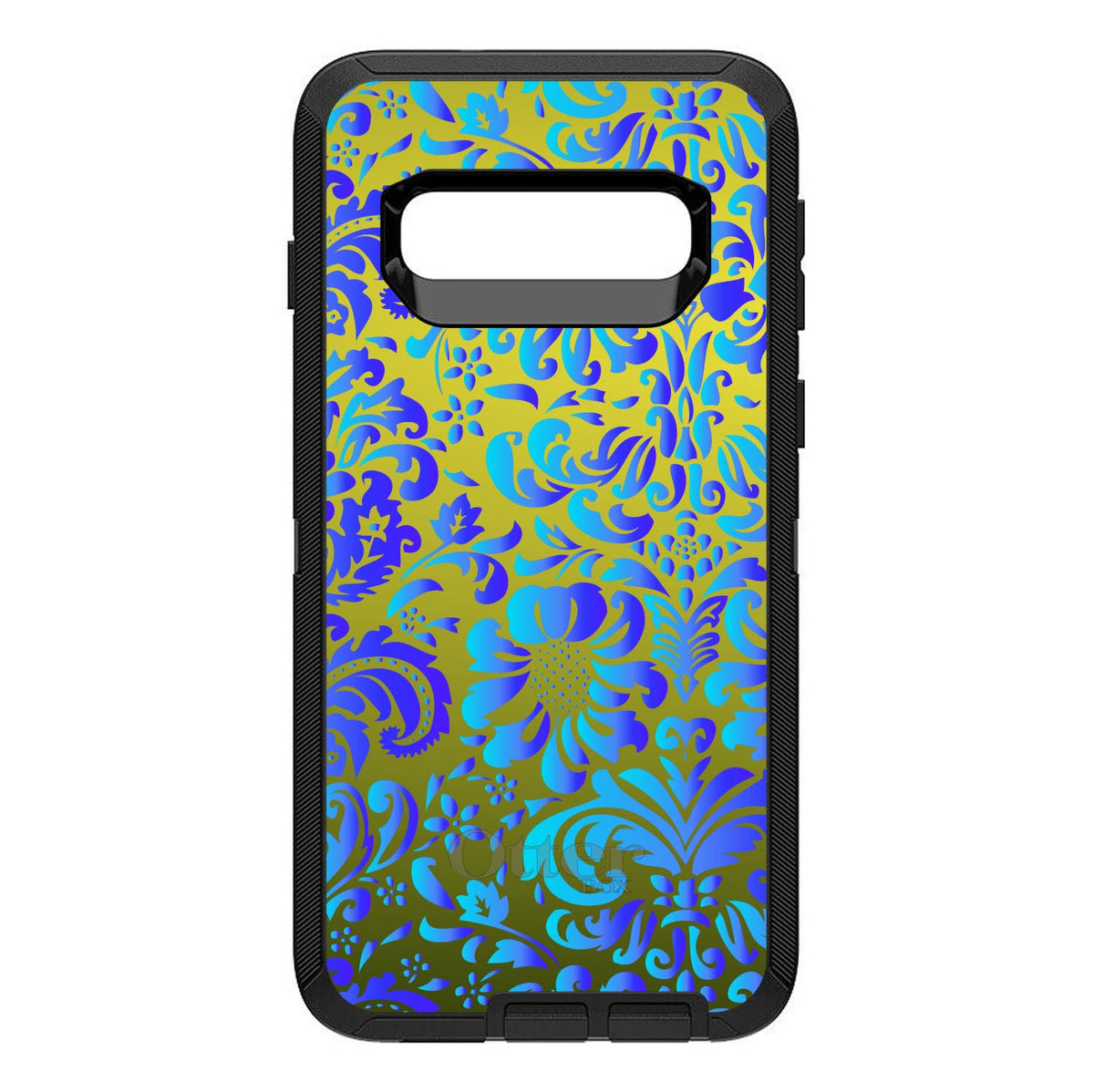 Green Blue Teal Floral Pattern OtterBox Defender Case for iPhone & Galaxy, view 9