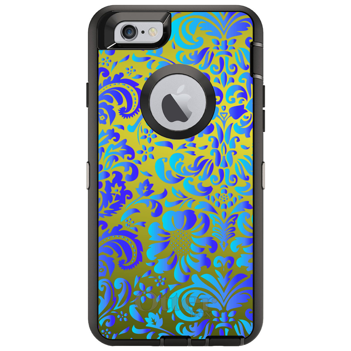 Green Blue Teal Floral Pattern OtterBox Defender Case for iPhone & Galaxy, view 4
