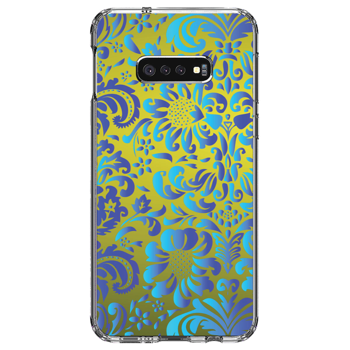 Green Blue Teal Floral Pattern Clear Shockproof iPhone Case, view 18