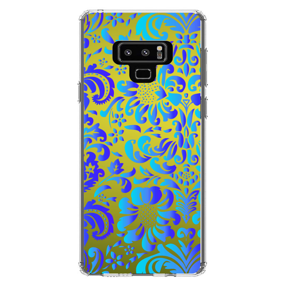 Green Blue Teal Floral Pattern Clear Shockproof iPhone Case, view 11