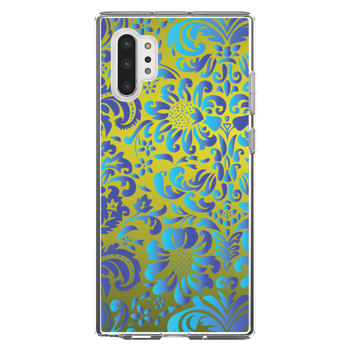 Green Blue Teal Floral Pattern Clear Shockproof iPhone Case, view 10