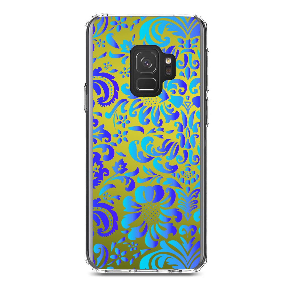 Green Blue Teal Floral Pattern Clear Shockproof iPhone Case, view 19
