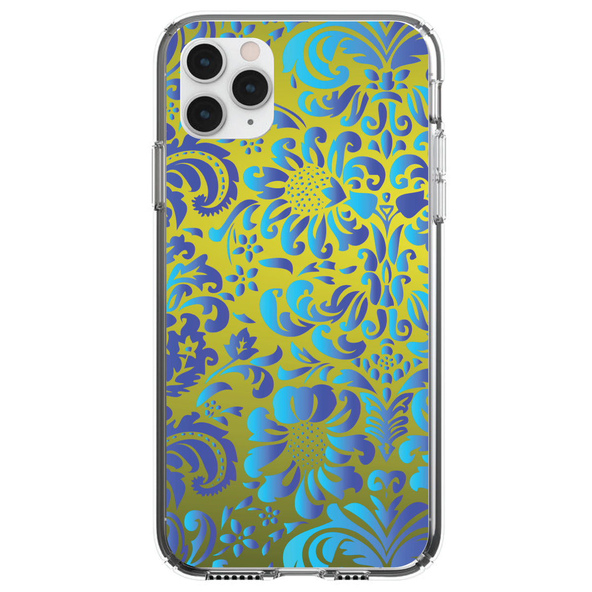 Green Blue Teal Floral Pattern Clear Shockproof iPhone Case