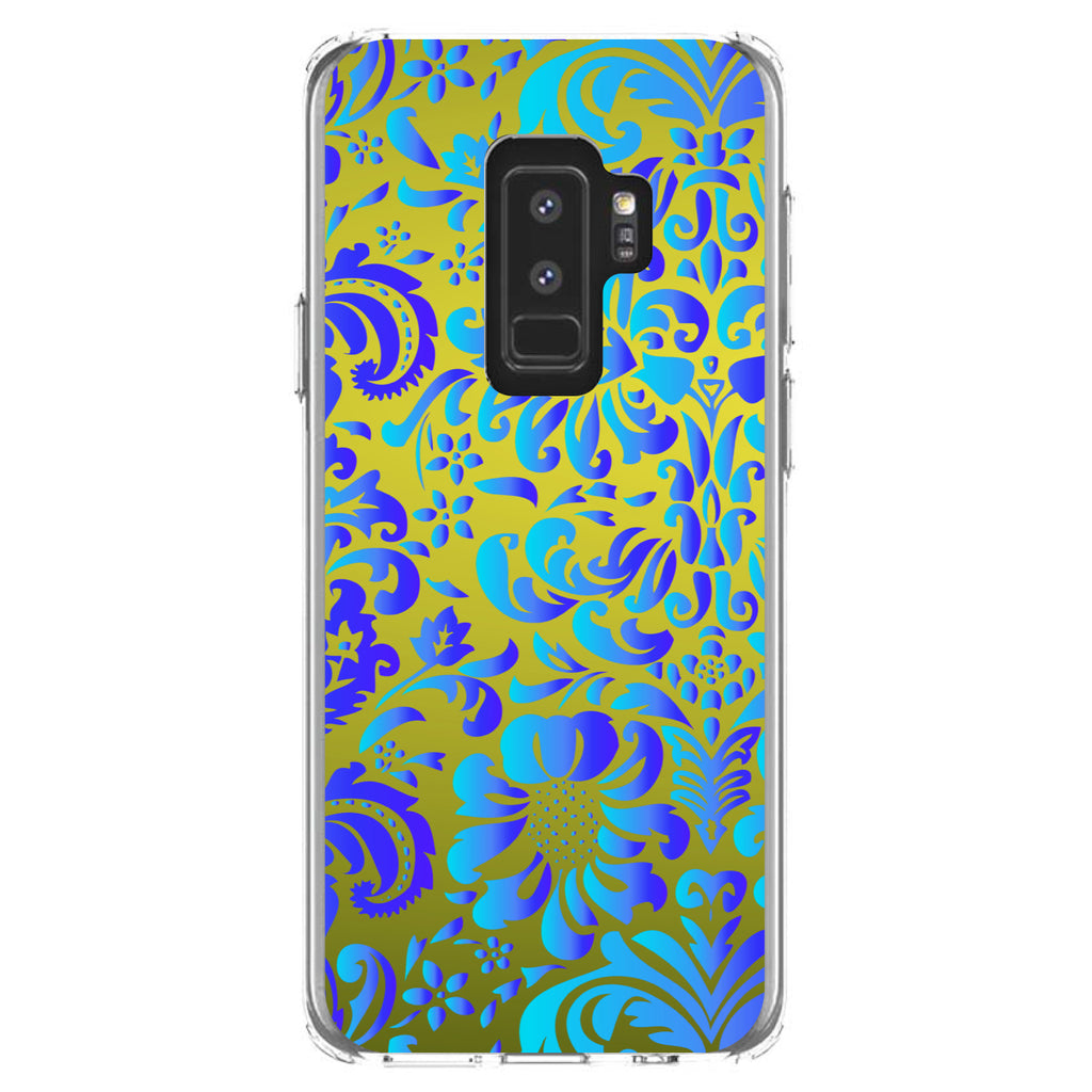 Green Blue Teal Floral Pattern Clear Shockproof iPhone Case, view 20