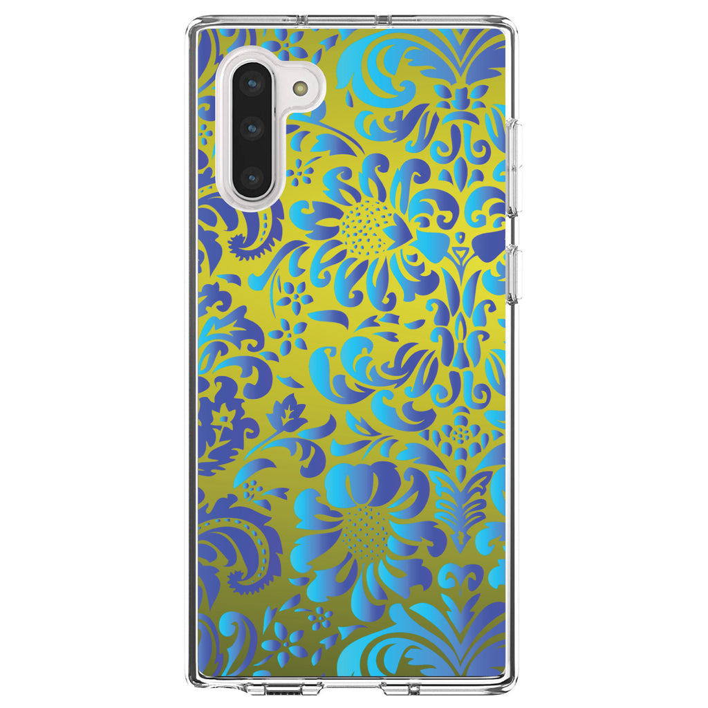 Green Blue Teal Floral Pattern Clear Shockproof iPhone Case, view 9