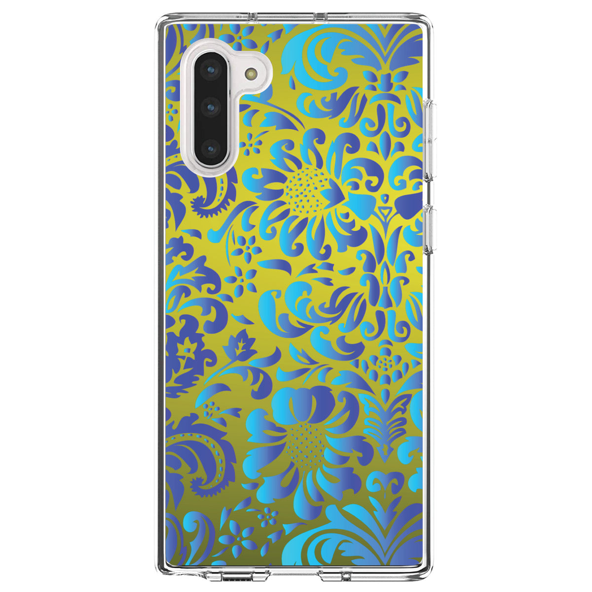 Green Blue Teal Floral Pattern Clear Shockproof iPhone Case, view 9