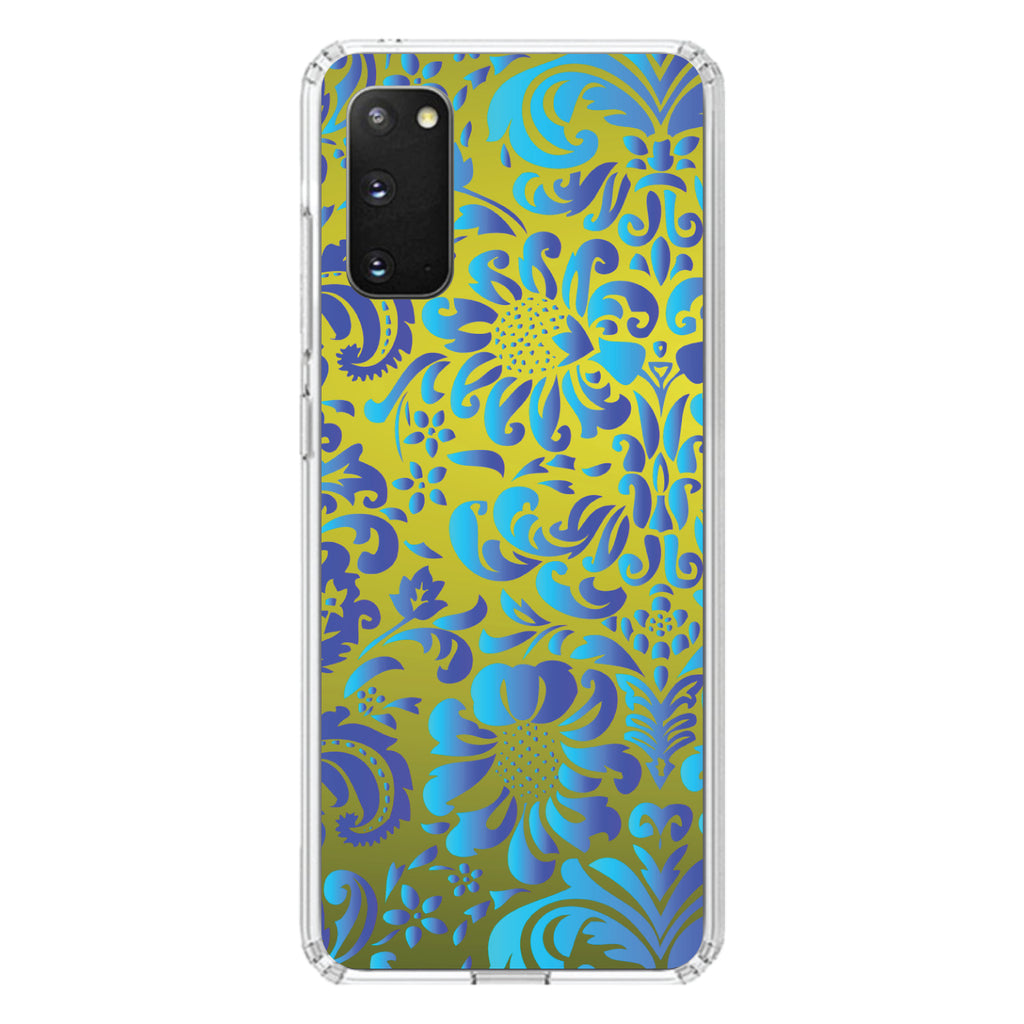 Green Blue Teal Floral Pattern Clear Shockproof iPhone Case, view 14