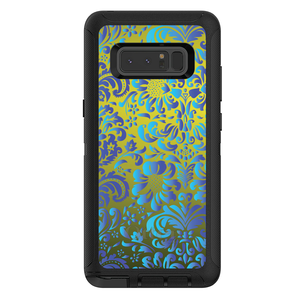 Green Blue Teal Floral Pattern OtterBox Defender Case for iPhone & Galaxy, view 17