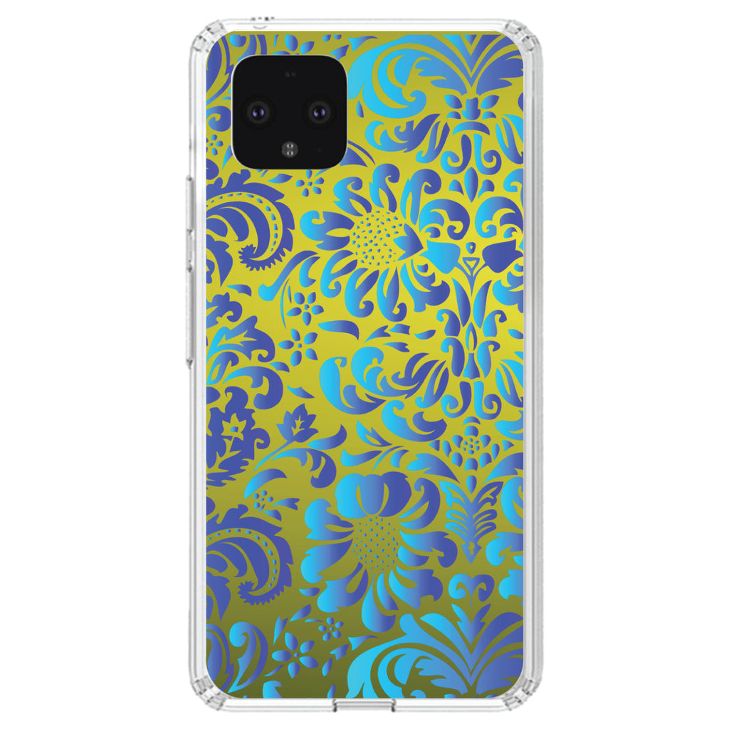 Green Blue Teal Floral Pattern Clear Shockproof iPhone Case, view 24
