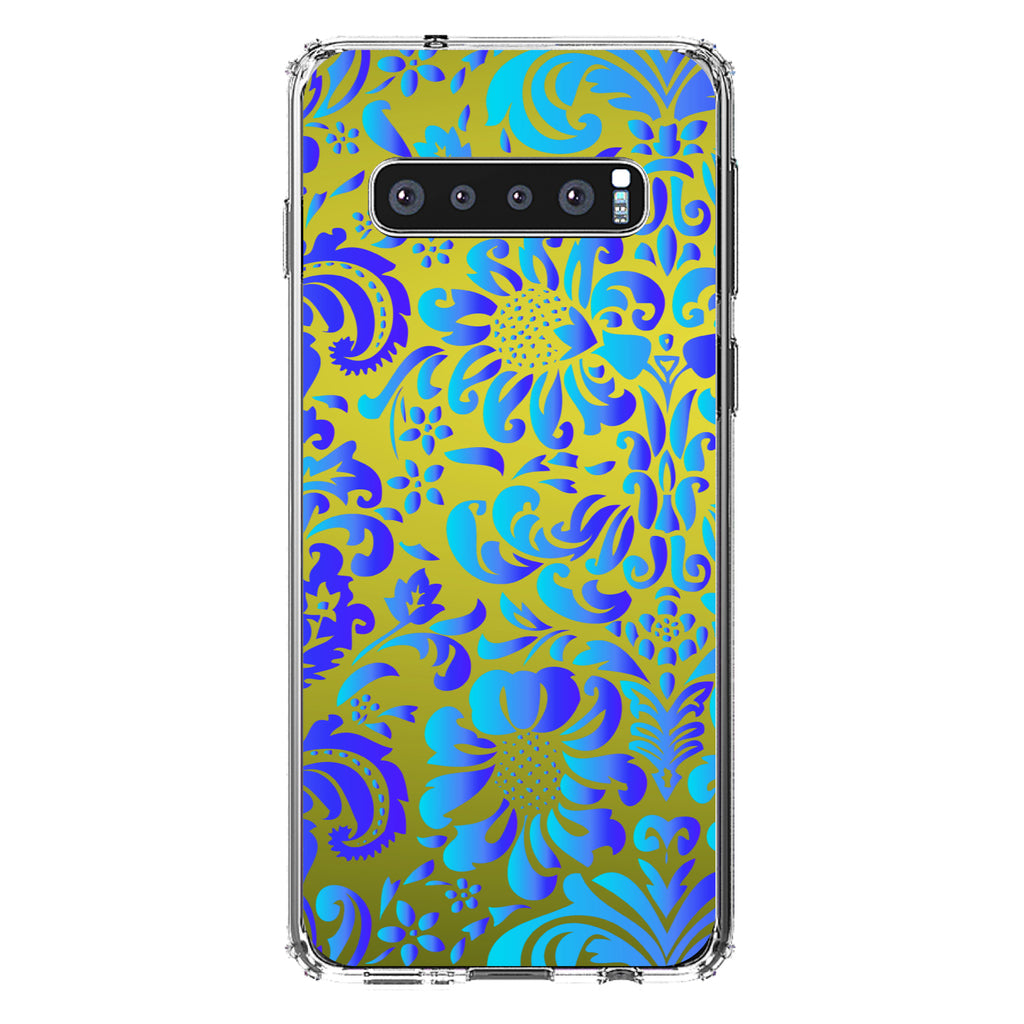 Green Blue Teal Floral Pattern Clear Shockproof iPhone Case, view 17