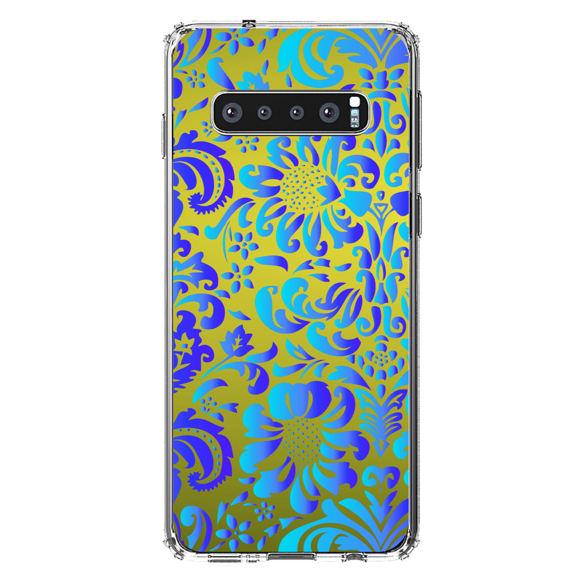 Green Blue Teal Floral Pattern Clear Shockproof iPhone Case, view 17