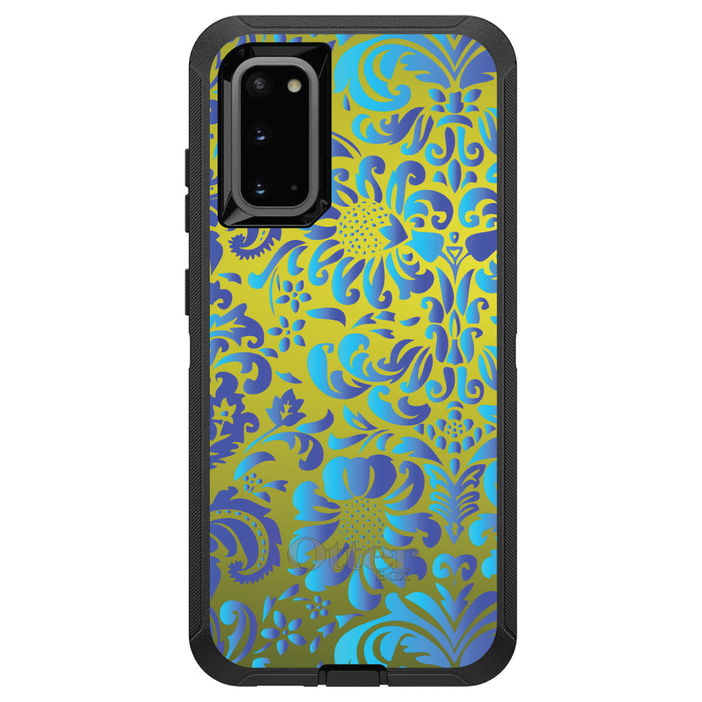 Green Blue Teal Floral Pattern OtterBox Defender Case for iPhone & Galaxy, view 8