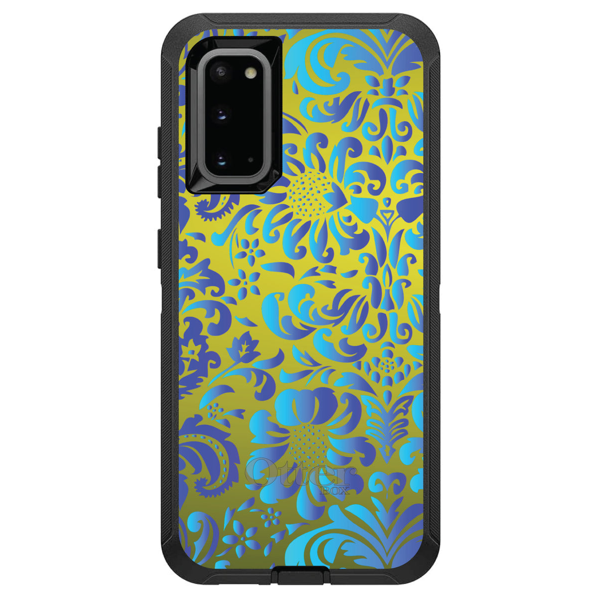 Green Blue Teal Floral Pattern OtterBox Defender Case for iPhone & Galaxy, view 8