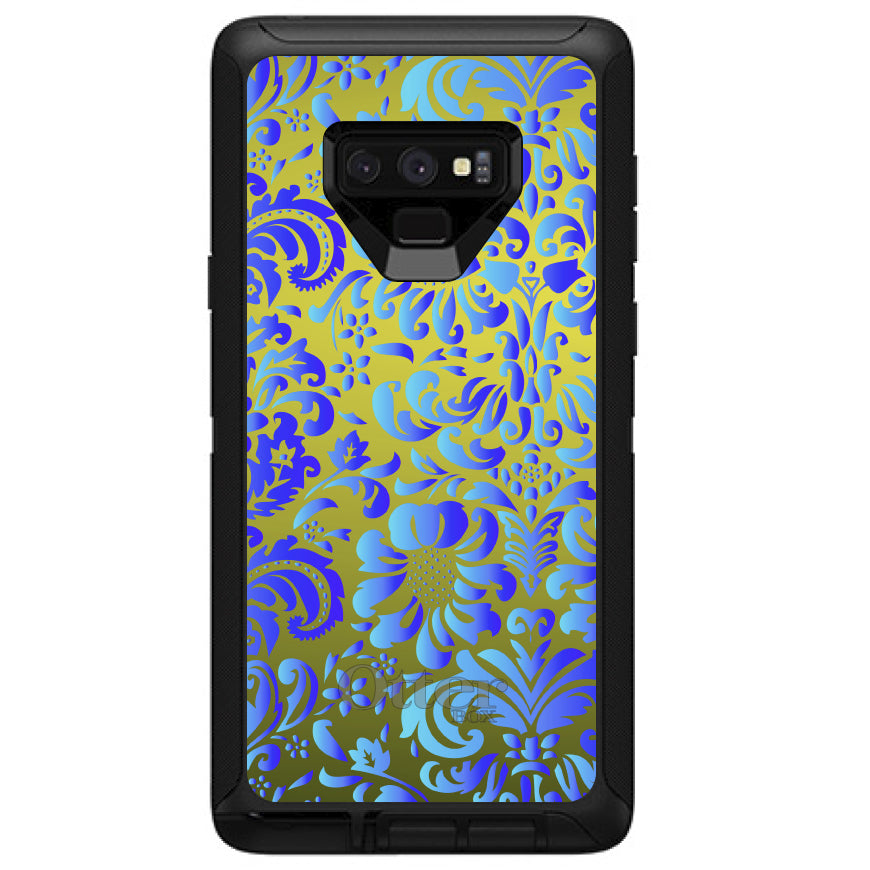 Green Blue Teal Floral Pattern OtterBox Defender Case for iPhone & Galaxy, view 16