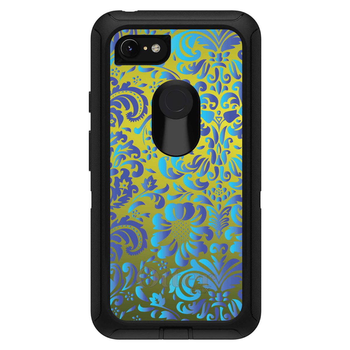 Green Blue Teal Floral Pattern OtterBox Defender Case for iPhone & Galaxy, view 18