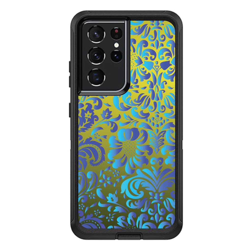 Green Blue Teal Floral Pattern OtterBox Defender Case for iPhone & Galaxy, view 7
