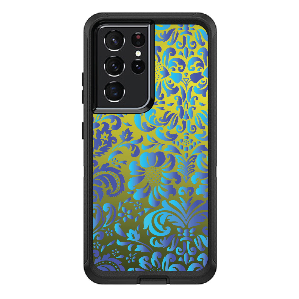 Green Blue Teal Floral Pattern OtterBox Defender Case for iPhone & Galaxy, view 7