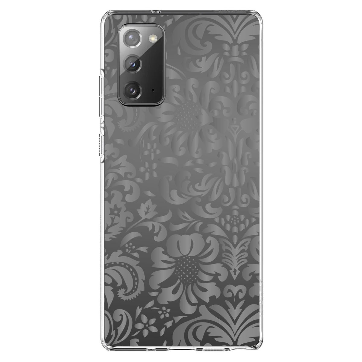 Shades of Grey Floral Pattern Clear Shockproof iPhone Case, view 8