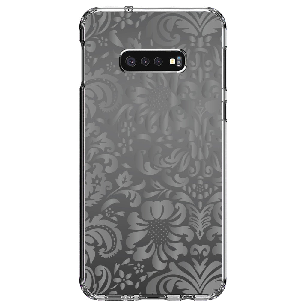 Shades of Grey Floral Pattern Clear Shockproof iPhone Case, view 18