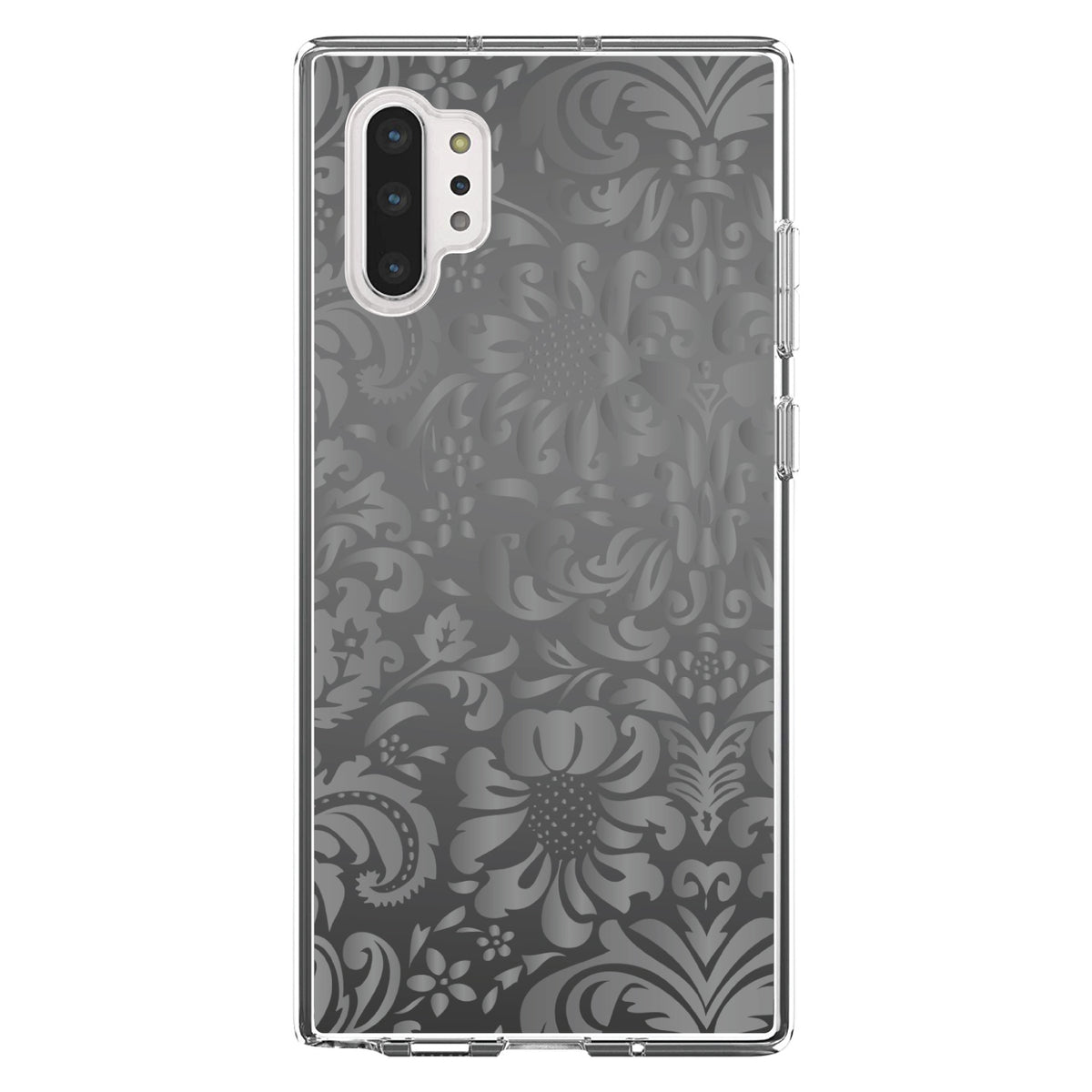 Shades of Grey Floral Pattern Clear Shockproof iPhone Case, view 10