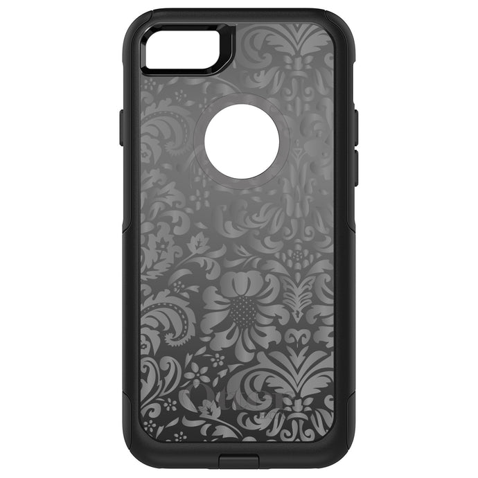 DistinctInk OtterBox Commuter Series Case for Apple iPhone or Samsung Galaxy - Shades of Grey Floral Pattern