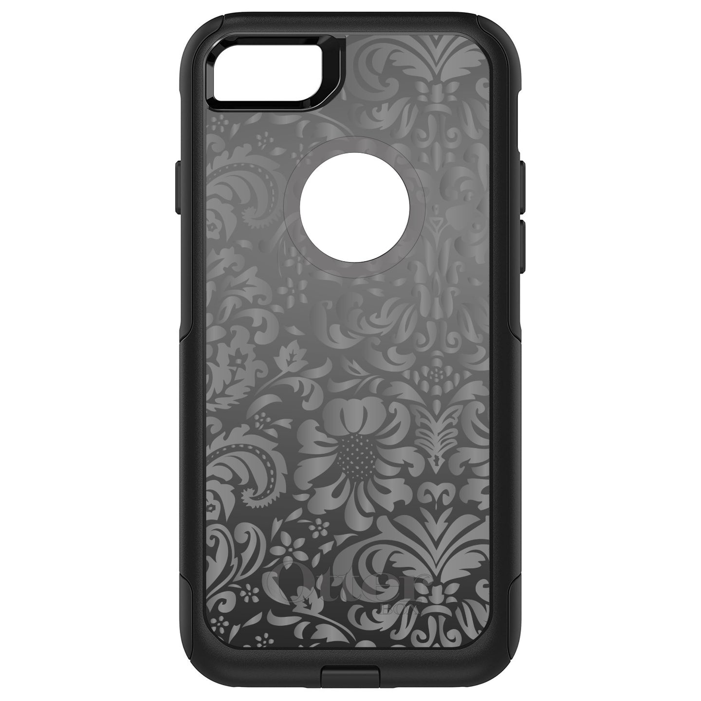 DistinctInk™ OtterBox Commuter Series Case for Apple iPhone or Samsung Galaxy - Shades of Grey Floral Pattern
