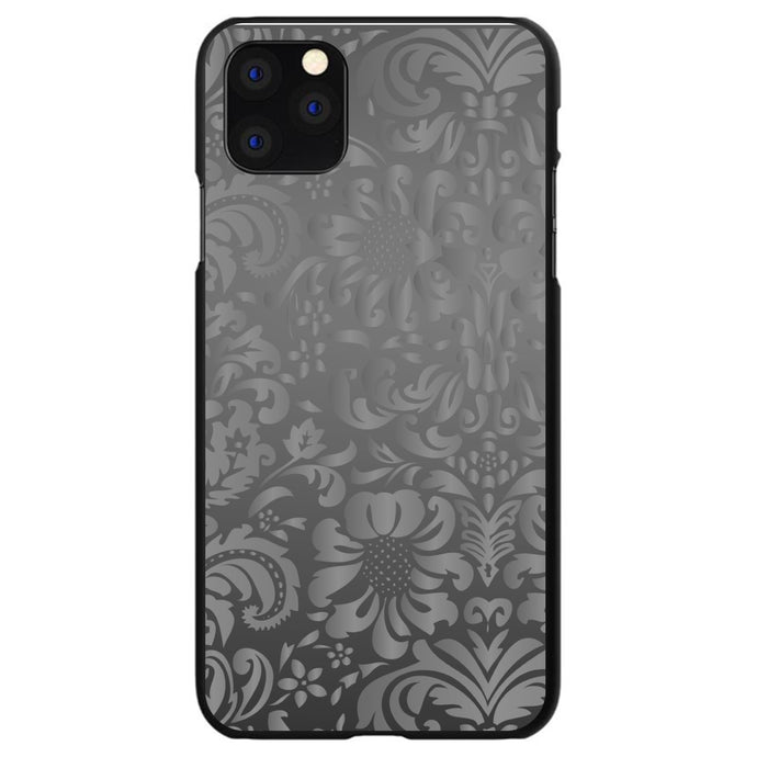 DistinctInk® Hard Plastic Snap-On Case for Apple iPhone or Samsung Galaxy - Shades of Grey Floral Pattern