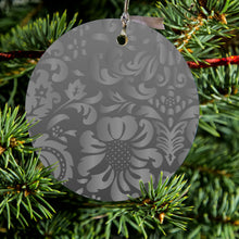Shades of Grey Floral Pattern Ceramic Ornament