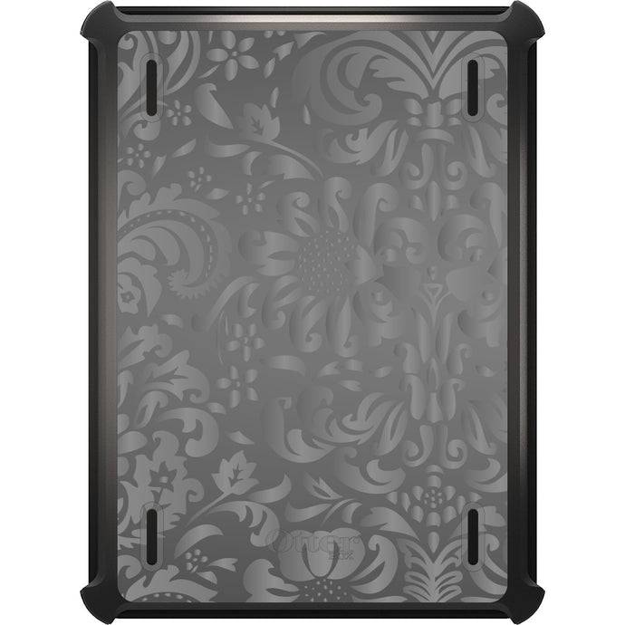DistinctInk™ OtterBox Defender Series Case for Apple iPad / iPad Pro / iPad Air / iPad Mini - Shades of Grey Floral Pattern
