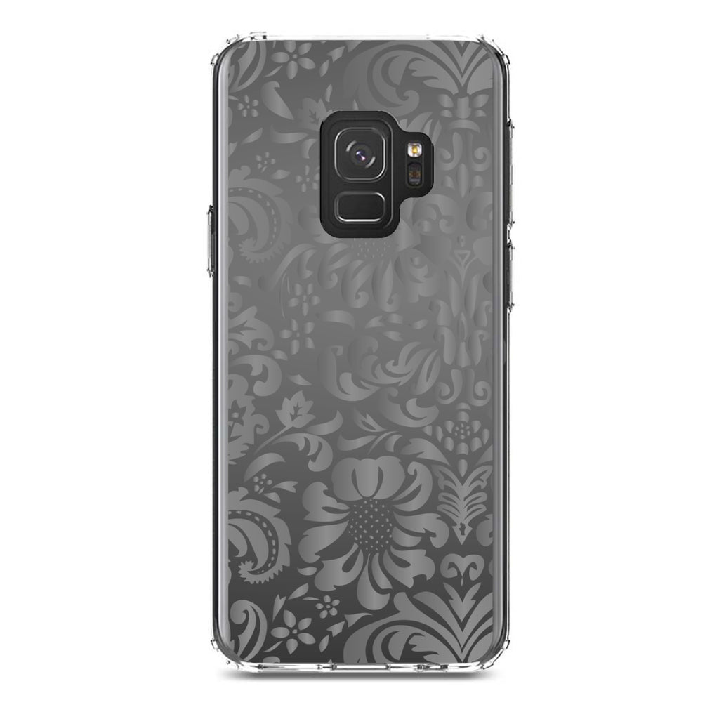 Shades of Grey Floral Pattern Clear Shockproof iPhone Case, view 19