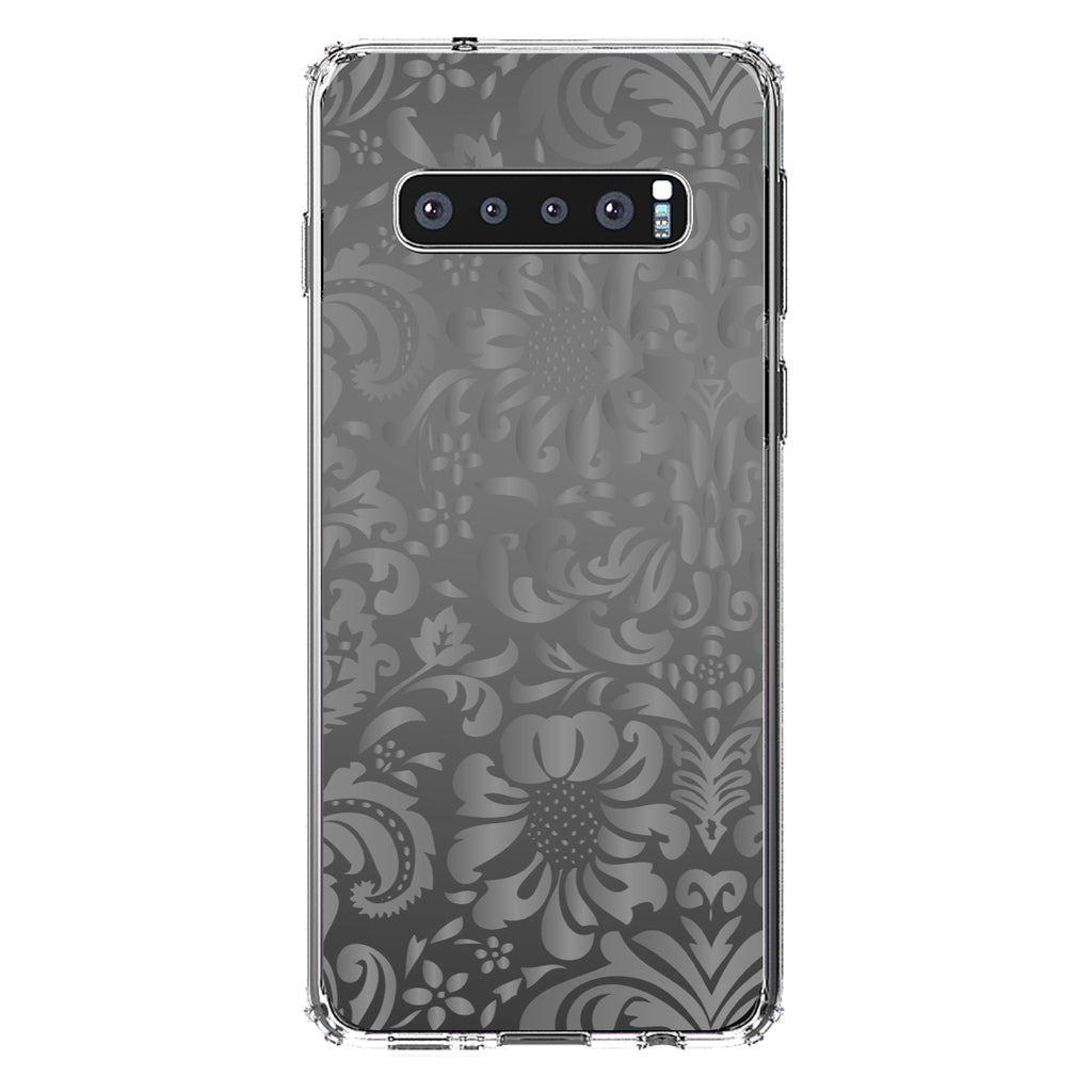 Shades of Grey Floral Pattern Clear Shockproof iPhone Case, view 17