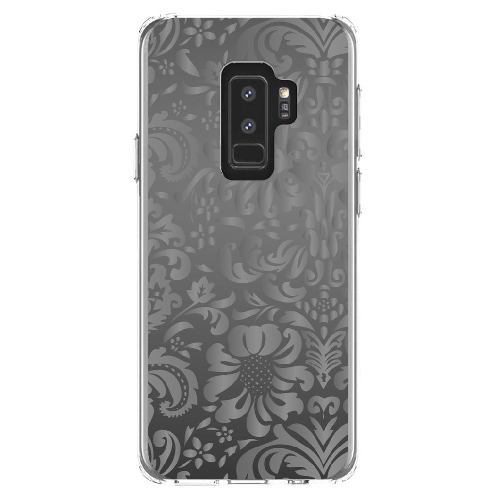 Shades of Grey Floral Pattern Clear Shockproof iPhone Case, view 20