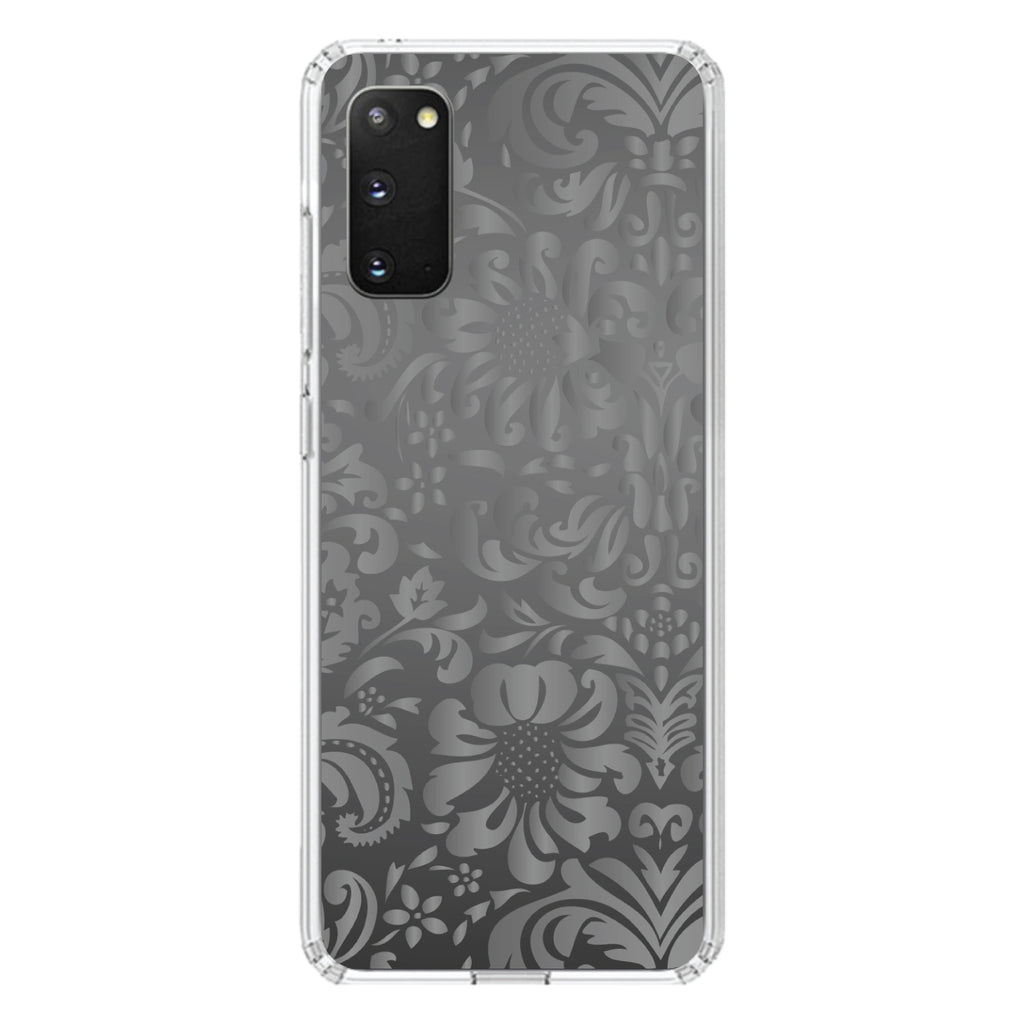 Shades of Grey Floral Pattern Clear Shockproof iPhone Case, view 15