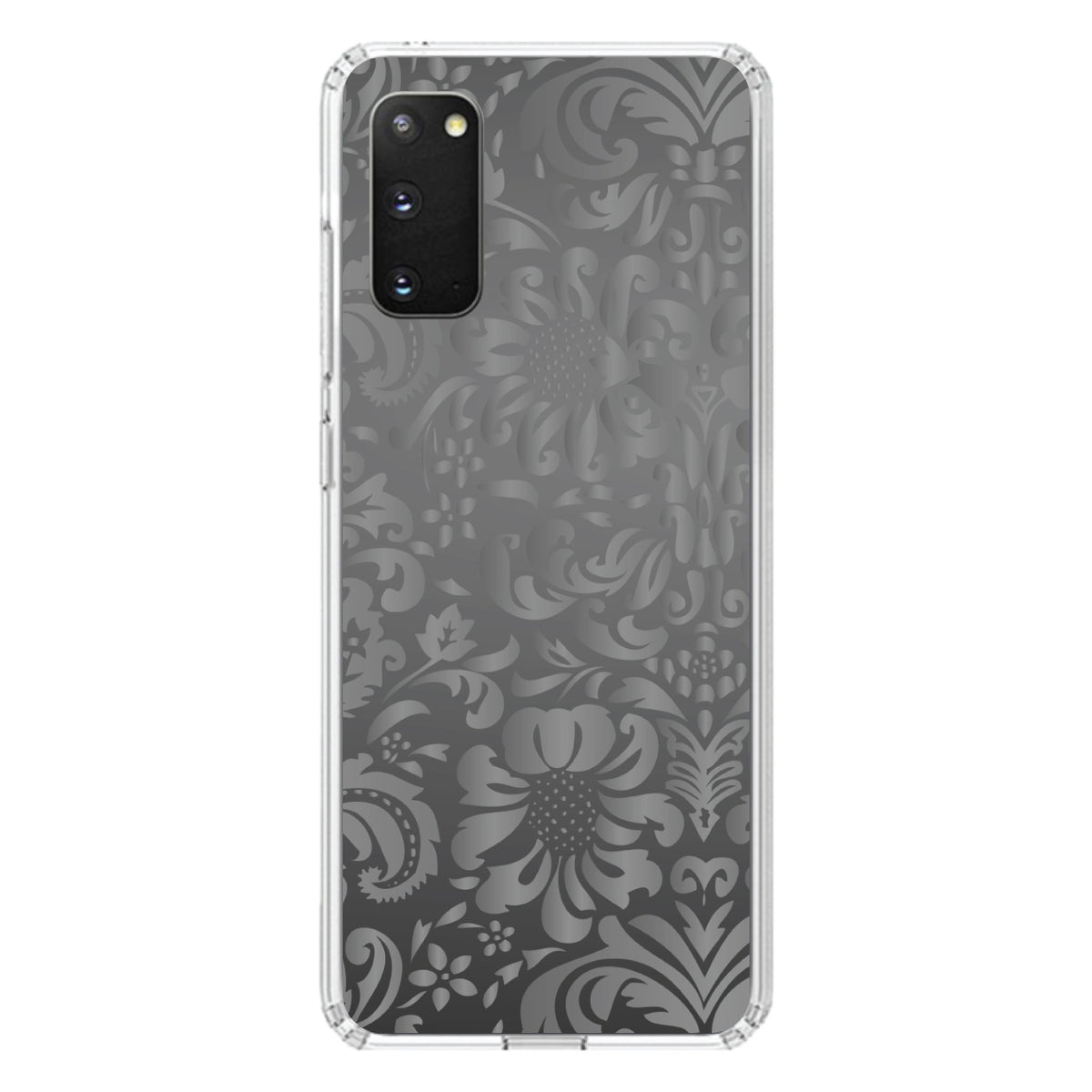 Shades of Grey Floral Pattern Clear Shockproof iPhone Case, view 15