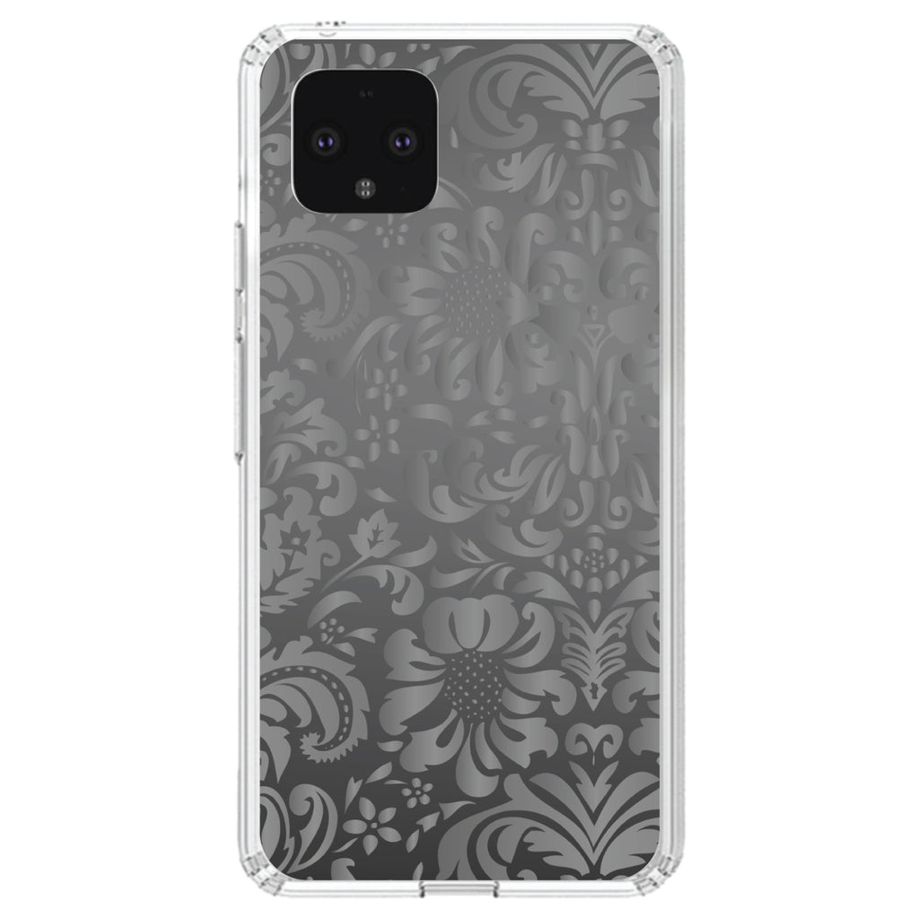 Shades of Grey Floral Pattern Clear Shockproof iPhone Case, view 24
