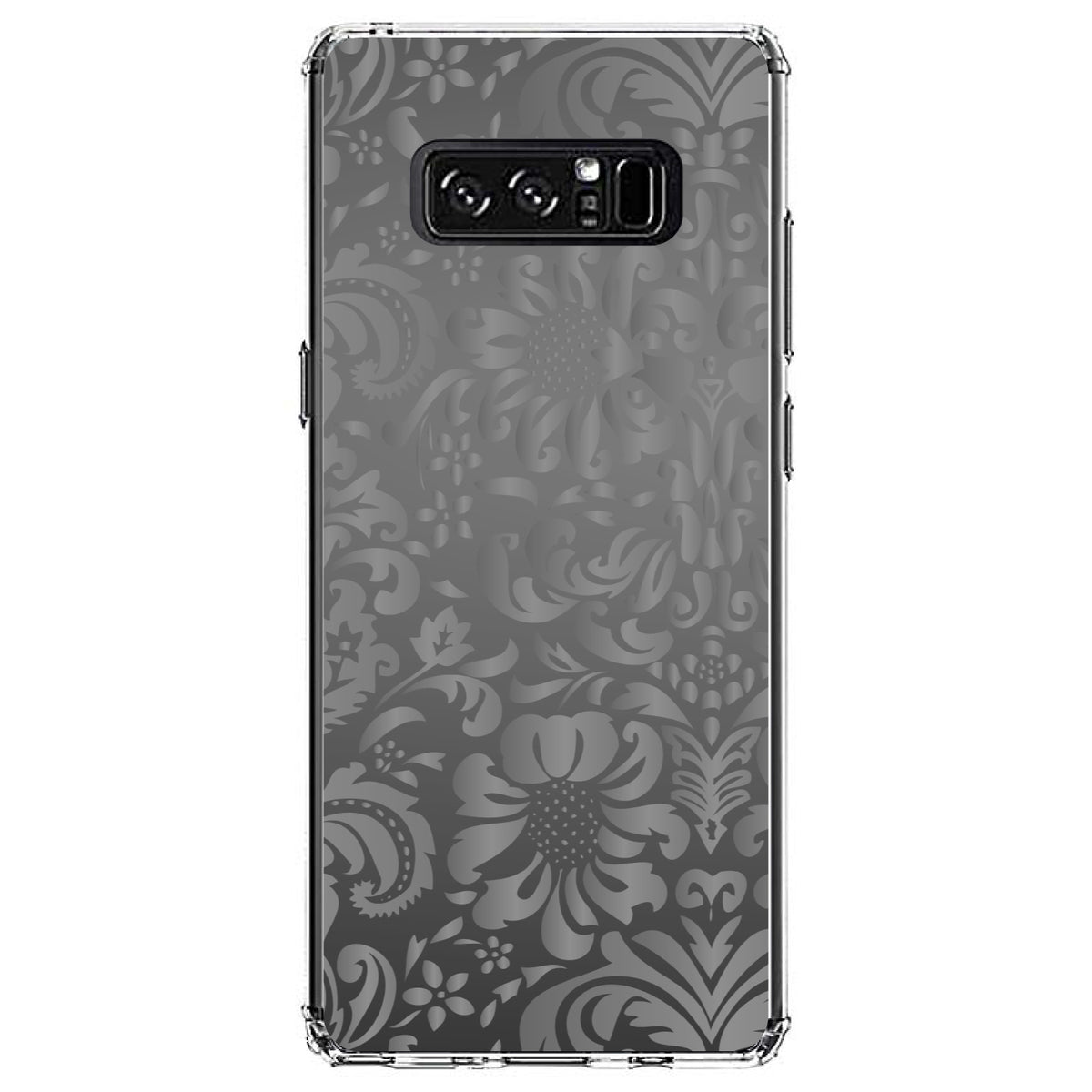 Shades of Grey Floral Pattern Clear Shockproof iPhone Case, view 12