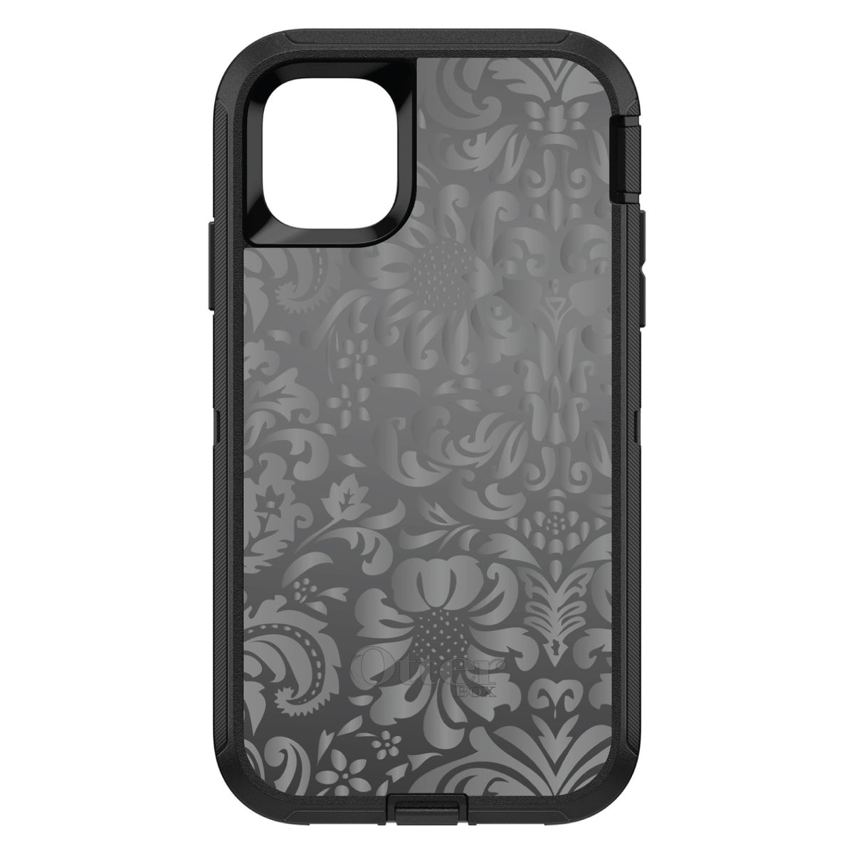 Shades of Grey Floral Pattern OtterBox Defender Case for iPhone & Galaxy, view 2
