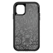 DistinctInk™ OtterBox Defender Series Case for Apple iPhone / Samsung Galaxy / Google Pixel - Shades of Grey Floral Pattern