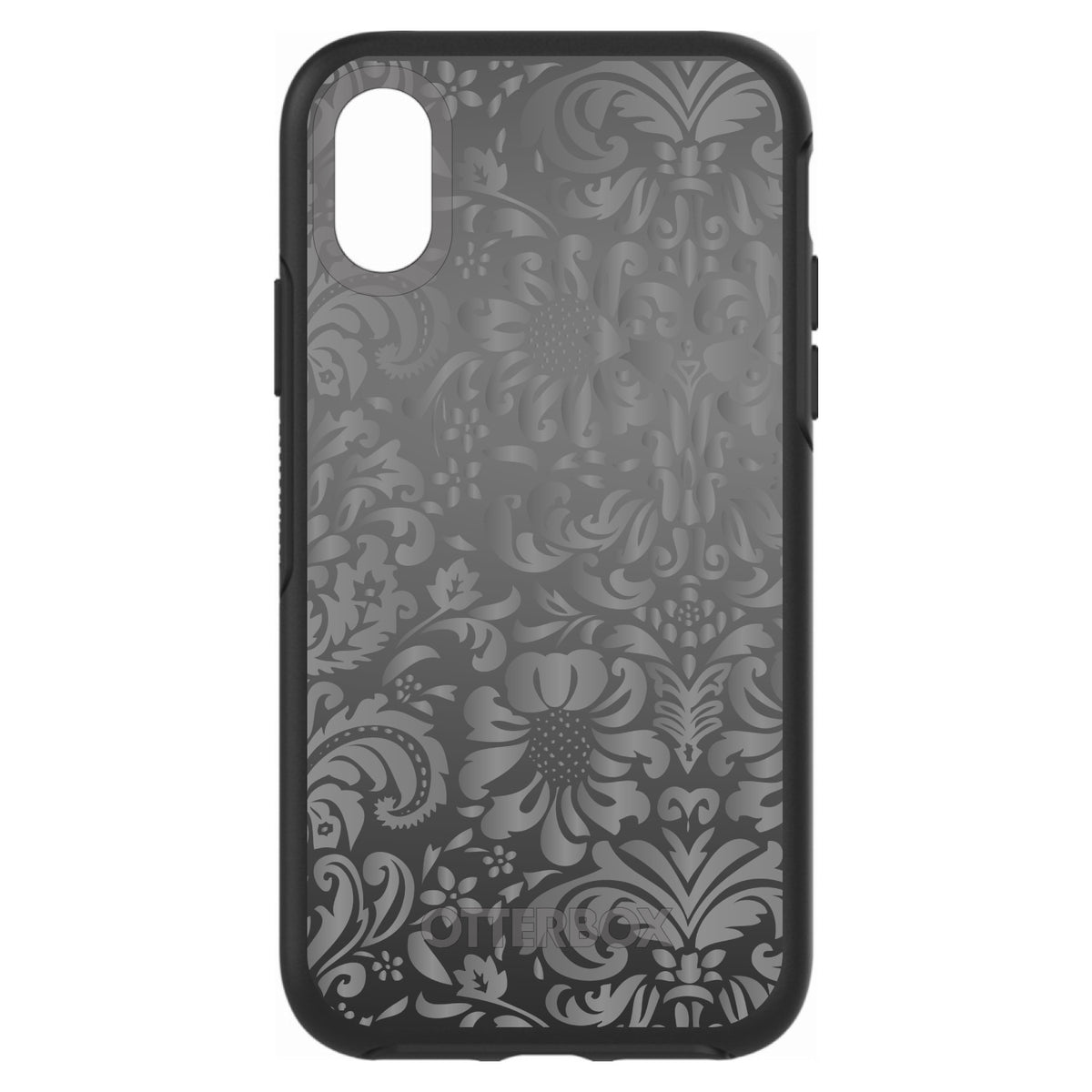 Shades of Grey Floral Pattern OtterBox Symmetry Case for iPhone & Galaxy, view 4