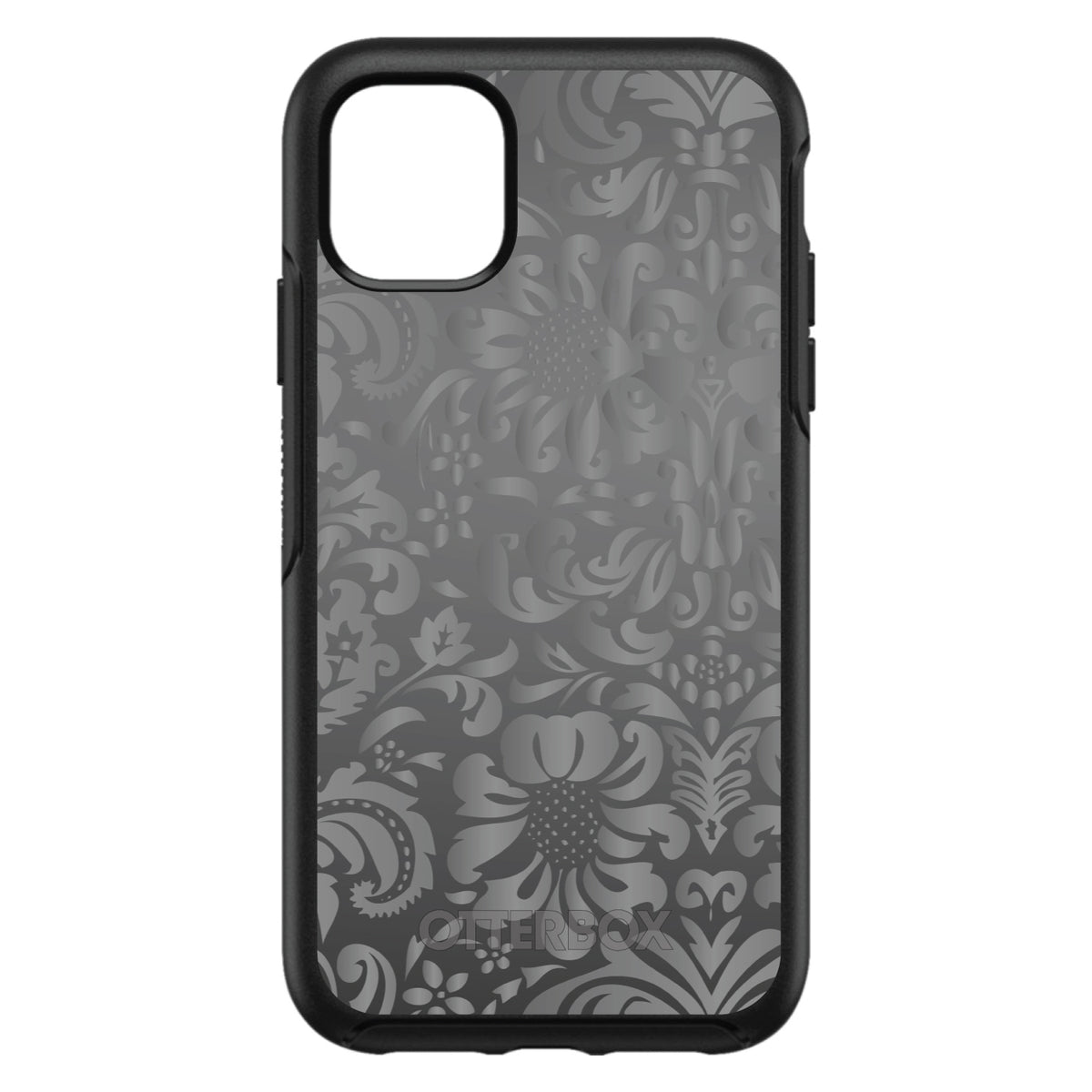 Shades of Grey Floral Pattern OtterBox Symmetry Case for iPhone & Galaxy, view 3