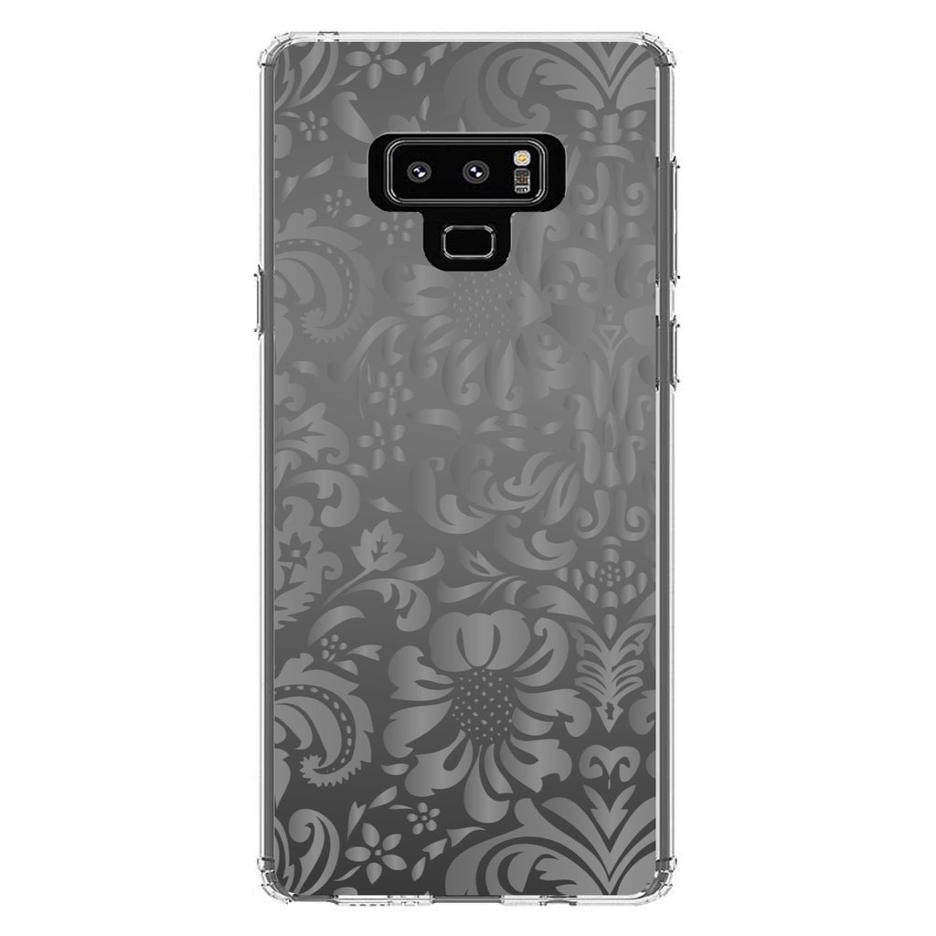 Shades of Grey Floral Pattern Clear Shockproof iPhone Case, view 11