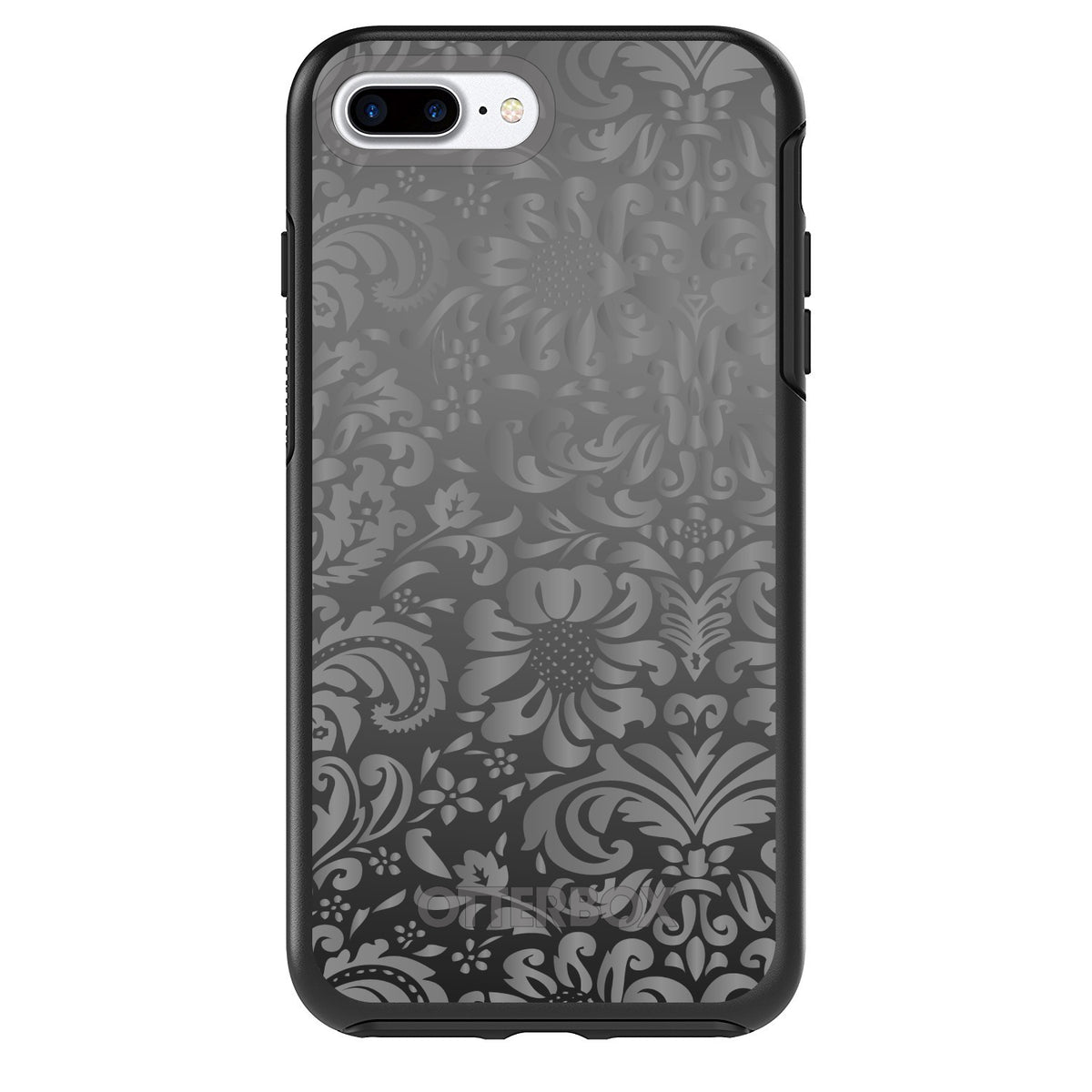 Shades of Grey Floral Pattern OtterBox Symmetry Case for iPhone & Galaxy, view 2