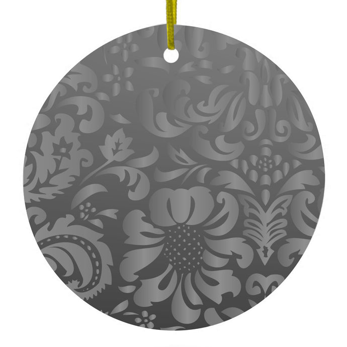 Shades of Grey Floral Pattern Ceramic Ornament