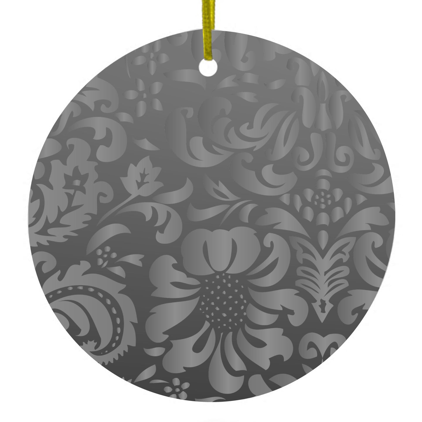 Shades of Grey Floral Pattern Ceramic Ornament