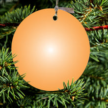 DistinctInk® Hanging Ceramic Christmas Tree Ornament with Gold String - Great Gift / Present - 2 3/4 inch Diameter - Orange White Gradient Burst Sun